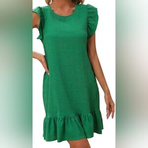 Green Textured Mini Dress